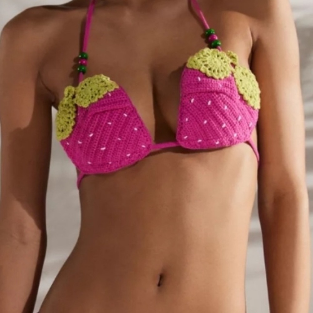 Urban Outfitters Out from under crochet strawberry bikini top